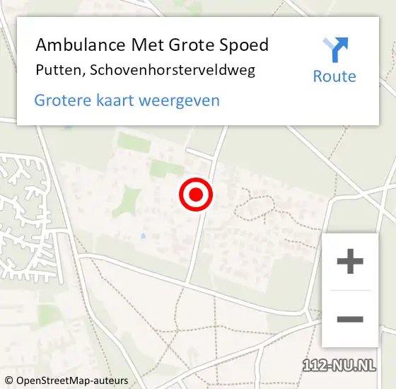 Locatie op kaart van de 112 melding: Ambulance Met Grote Spoed Naar Putten, Schovenhorsterveldweg op 28 december 2022 03:44