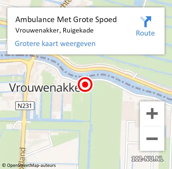 Locatie op kaart van de 112 melding: Ambulance Met Grote Spoed Naar Vrouwenakker, Ruigekade op 28 december 2022 04:49