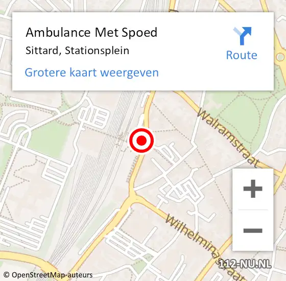 Locatie op kaart van de 112 melding: Ambulance Met Spoed Naar Sittard, Stationsplein op 28 december 2022 08:58