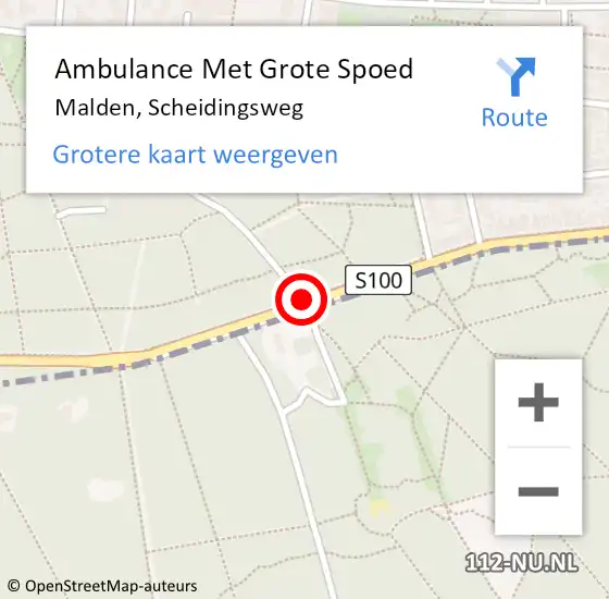 Locatie op kaart van de 112 melding: Ambulance Met Grote Spoed Naar Malden, Scheidingsweg op 10 augustus 2014 02:31