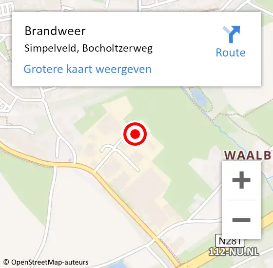 Locatie op kaart van de 112 melding: Brandweer Simpelveld, Bocholtzerweg op 28 december 2022 09:35