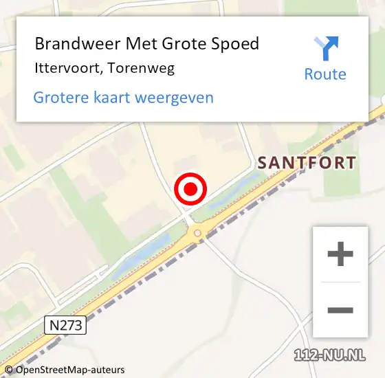 Locatie op kaart van de 112 melding: Brandweer Met Grote Spoed Naar Ittervoort, Torenweg op 28 december 2022 09:39