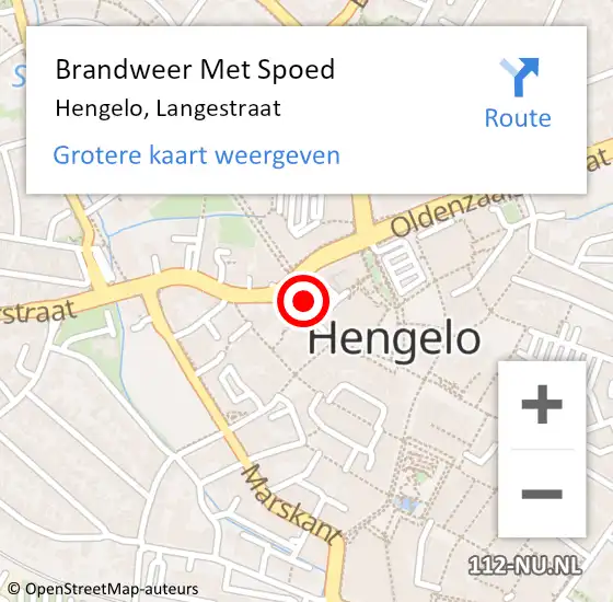 Locatie op kaart van de 112 melding: Brandweer Met Spoed Naar Hengelo, Langestraat op 28 december 2022 10:13