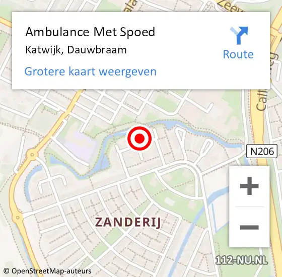 Locatie op kaart van de 112 melding: Ambulance Met Spoed Naar Katwijk, Dauwbraam op 28 december 2022 10:16