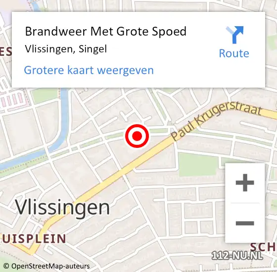 Locatie op kaart van de 112 melding: Brandweer Met Grote Spoed Naar Vlissingen, Singel op 28 december 2022 10:40