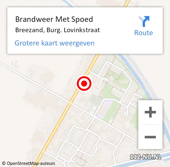 Locatie op kaart van de 112 melding: Brandweer Met Spoed Naar Breezand, Burg. Lovinkstraat op 28 december 2022 10:54