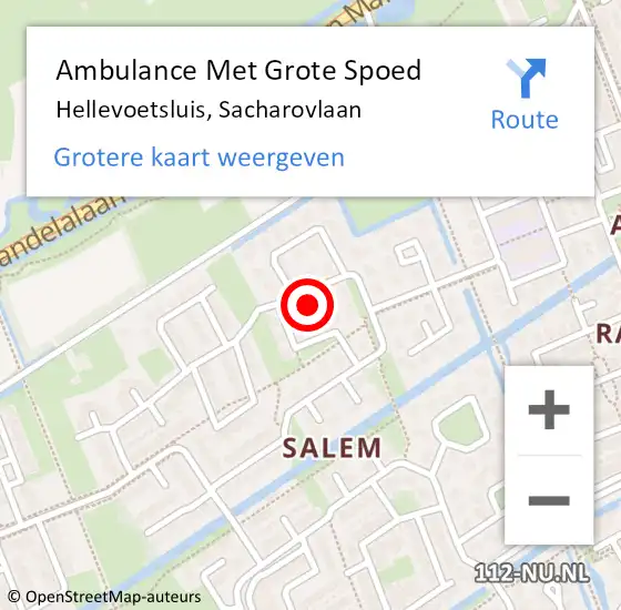 Locatie op kaart van de 112 melding: Ambulance Met Grote Spoed Naar Hellevoetsluis, Sacharovlaan op 28 december 2022 11:13