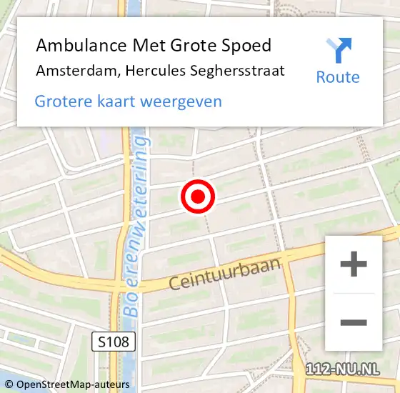 Locatie op kaart van de 112 melding: Ambulance Met Grote Spoed Naar Amsterdam, Hercules Seghersstraat op 28 december 2022 11:24