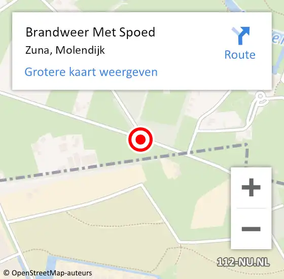 Locatie op kaart van de 112 melding: Brandweer Met Spoed Naar Zuna, Molendijk op 10 augustus 2014 03:04