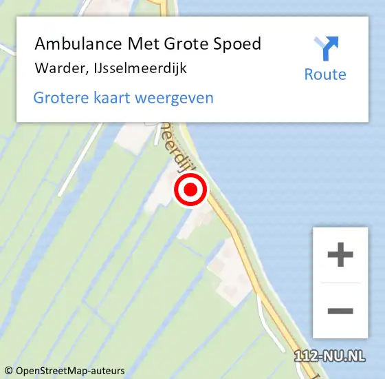 Locatie op kaart van de 112 melding: Ambulance Met Grote Spoed Naar Warder, IJsselmeerdijk op 10 augustus 2014 03:05