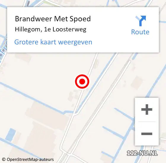 Locatie op kaart van de 112 melding: Brandweer Met Spoed Naar Hillegom, 1e Loosterweg op 28 december 2022 12:13