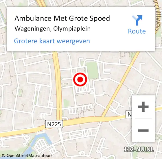 Locatie op kaart van de 112 melding: Ambulance Met Grote Spoed Naar Wageningen, Olympiaplein op 28 december 2022 12:13