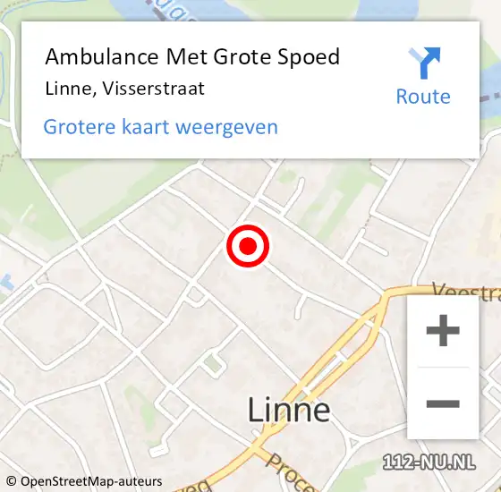 Locatie op kaart van de 112 melding: Ambulance Met Grote Spoed Naar Linne, Visserstraat op 28 december 2022 12:16