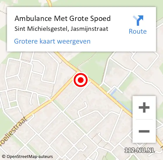 Locatie op kaart van de 112 melding: Ambulance Met Grote Spoed Naar Sint Michielsgestel, Jasmijnstraat op 10 augustus 2014 03:16