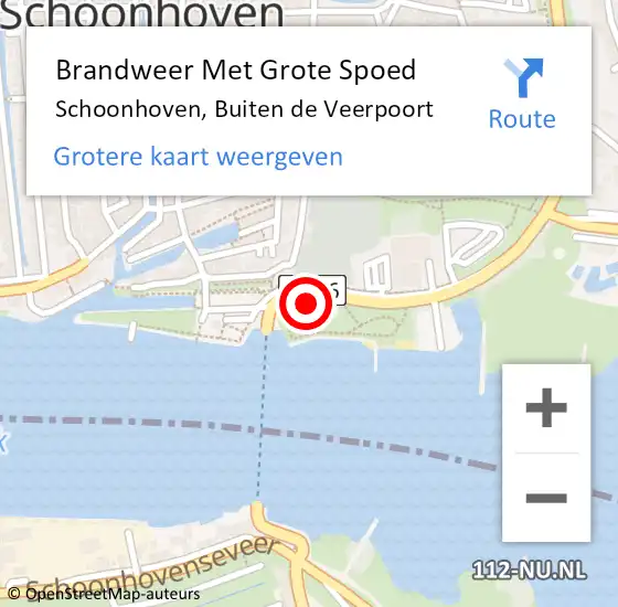 Locatie op kaart van de 112 melding: Brandweer Met Grote Spoed Naar Schoonhoven, Buiten de Veerpoort op 28 december 2022 12:25