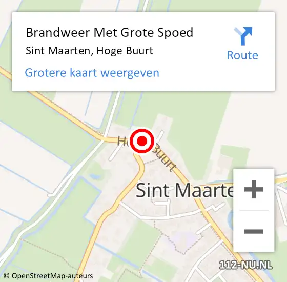 Locatie op kaart van de 112 melding: Brandweer Met Grote Spoed Naar Sint Maarten, Hoge Buurt op 28 december 2022 12:36