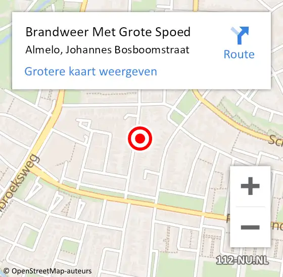 Locatie op kaart van de 112 melding: Brandweer Met Grote Spoed Naar Almelo, Johannes Bosboomstraat op 28 december 2022 12:39