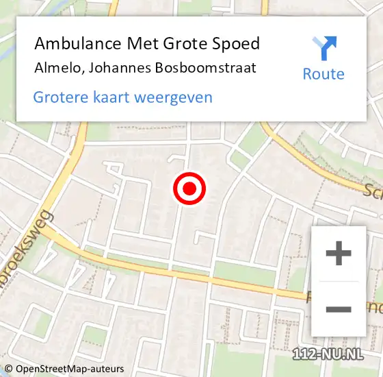 Locatie op kaart van de 112 melding: Ambulance Met Grote Spoed Naar Almelo, Johannes Bosboomstraat op 28 december 2022 12:40