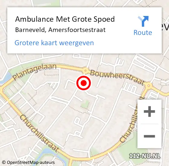 Locatie op kaart van de 112 melding: Ambulance Met Grote Spoed Naar Barneveld, Amersfoortsestraat op 28 december 2022 13:11