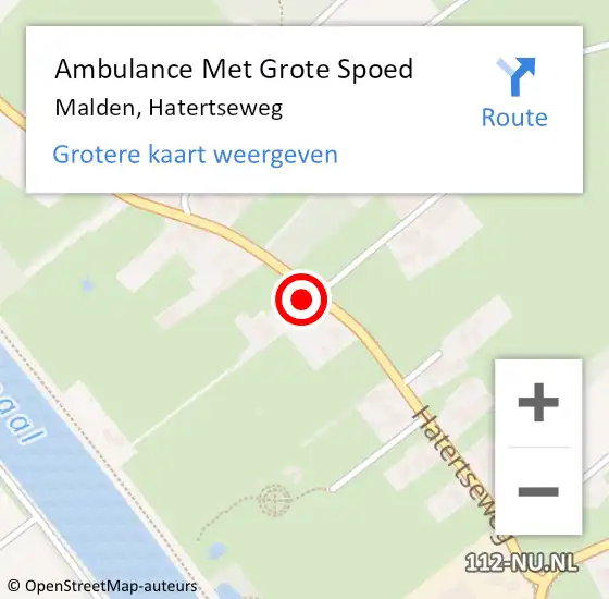 Locatie op kaart van de 112 melding: Ambulance Met Grote Spoed Naar Malden, Hatertseweg op 28 december 2022 13:34