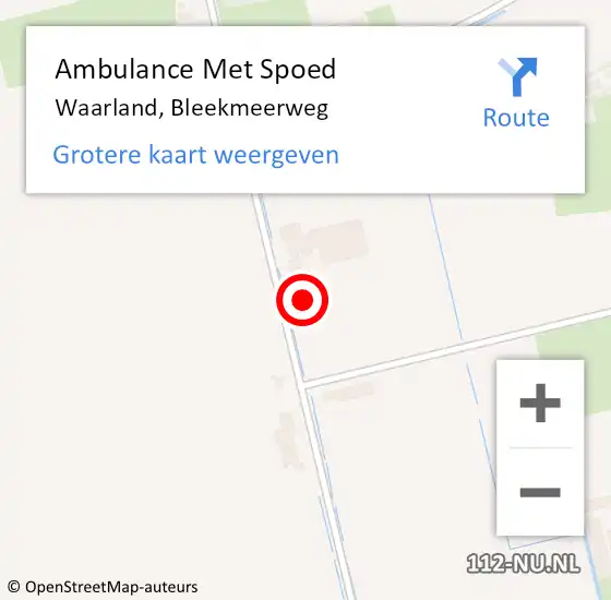 Locatie op kaart van de 112 melding: Ambulance Met Spoed Naar Waarland, Bleekmeerweg op 10 augustus 2014 03:32