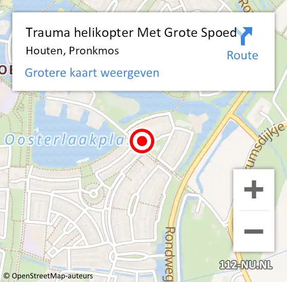 Locatie op kaart van de 112 melding: Trauma helikopter Met Grote Spoed Naar Houten, Pronkmos op 28 december 2022 13:40