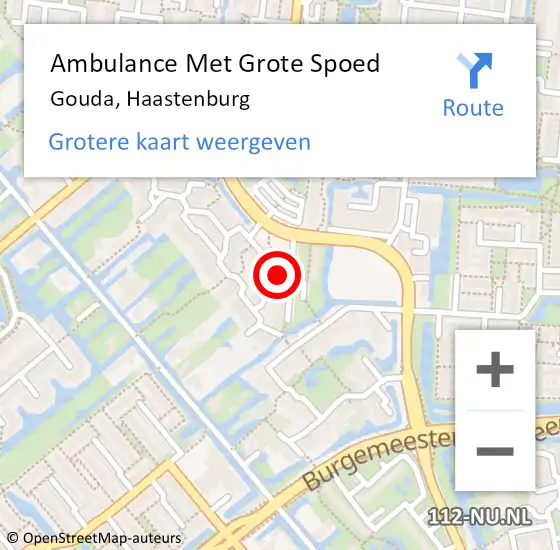 Locatie op kaart van de 112 melding: Ambulance Met Grote Spoed Naar Gouda, Haastenburg op 28 december 2022 13:48