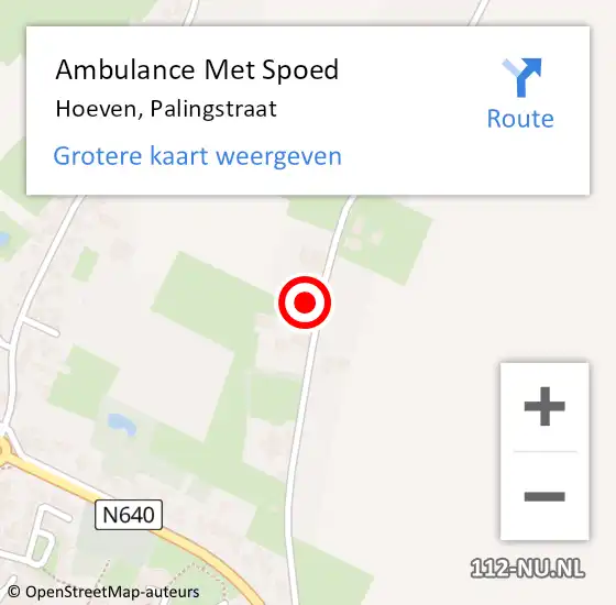 Locatie op kaart van de 112 melding: Ambulance Met Spoed Naar Hoeven, Palingstraat op 10 augustus 2014 03:38