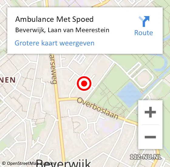 Locatie op kaart van de 112 melding: Ambulance Met Spoed Naar Beverwijk, Laan van Meerestein op 28 december 2022 14:31