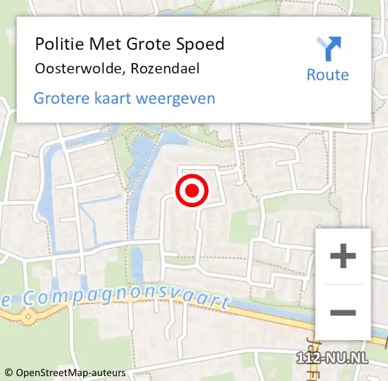 Locatie op kaart van de 112 melding: Politie Met Grote Spoed Naar Oosterwolde, Rozendael op 28 december 2022 14:33