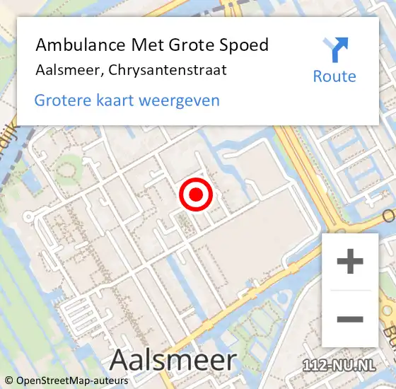 Locatie op kaart van de 112 melding: Ambulance Met Grote Spoed Naar Aalsmeer, Chrysantenstraat op 28 december 2022 14:35