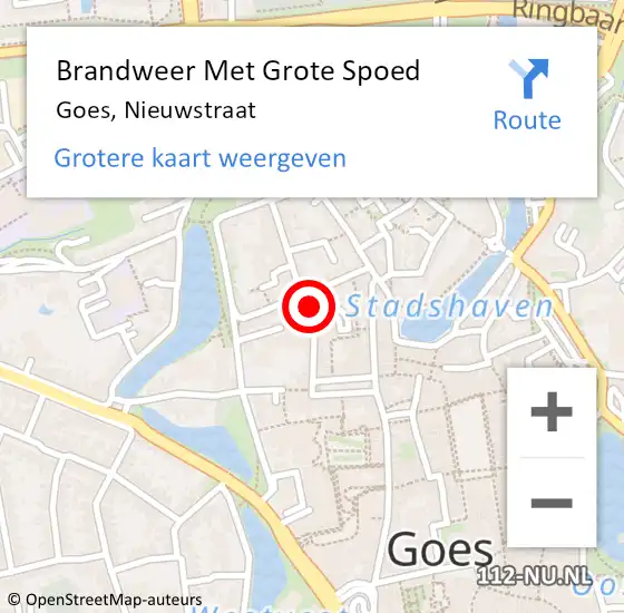 Locatie op kaart van de 112 melding: Brandweer Met Grote Spoed Naar Goes, Nieuwstraat op 28 december 2022 14:36