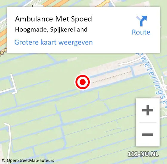 Locatie op kaart van de 112 melding: Ambulance Met Spoed Naar Hoogmade, Spijkereiland op 28 december 2022 14:38