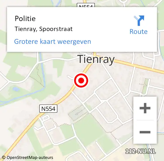 Locatie op kaart van de 112 melding: Politie Tienray, Spoorstraat op 28 december 2022 14:41