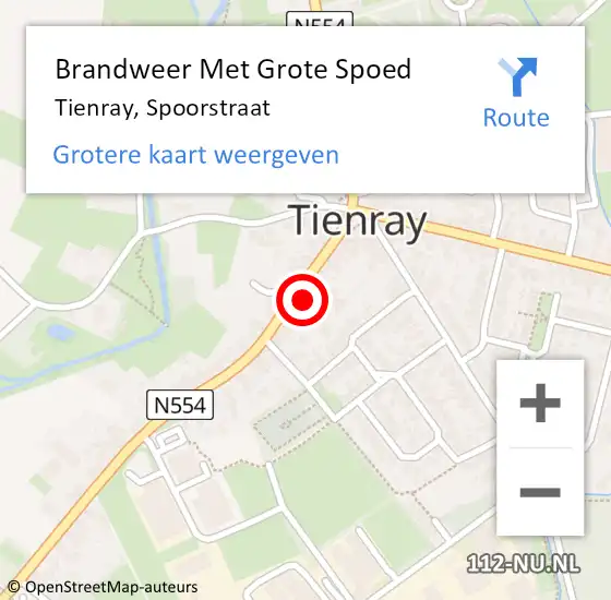 Locatie op kaart van de 112 melding: Brandweer Met Grote Spoed Naar Tienray, Spoorstraat op 28 december 2022 14:42