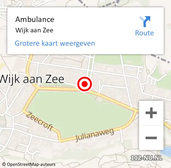 Locatie op kaart van de 112 melding: Ambulance Wijk aan Zee op 28 december 2022 15:39