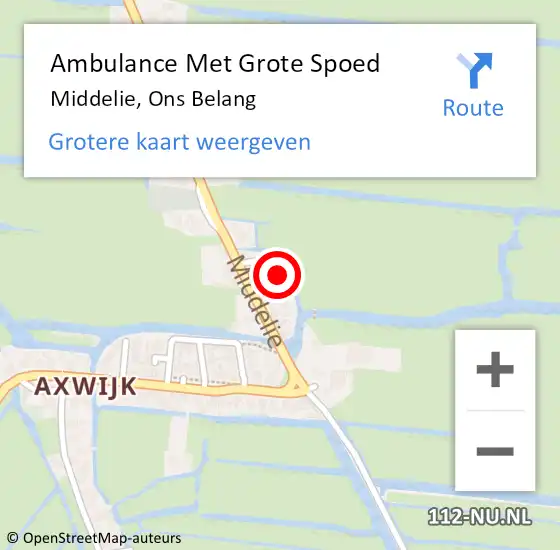 Locatie op kaart van de 112 melding: Ambulance Met Grote Spoed Naar Middelie, Ons Belang op 28 december 2022 15:41