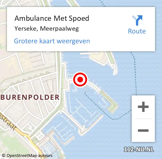 Locatie op kaart van de 112 melding: Ambulance Met Spoed Naar Yerseke, Meerpaalweg op 10 augustus 2014 04:05