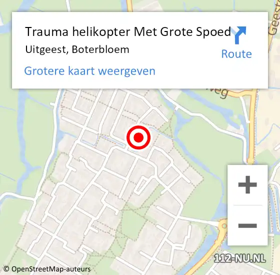 Locatie op kaart van de 112 melding: Trauma helikopter Met Grote Spoed Naar Uitgeest, Boterbloem op 28 december 2022 15:58