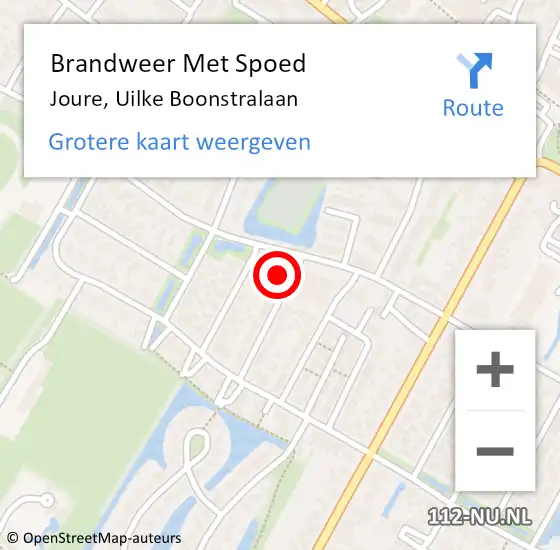 Locatie op kaart van de 112 melding: Brandweer Met Spoed Naar Joure, Uilke Boonstralaan op 28 december 2022 16:01