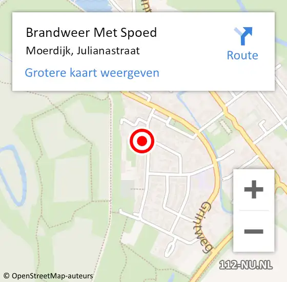 Locatie op kaart van de 112 melding: Brandweer Met Spoed Naar Moerdijk, Julianastraat op 28 december 2022 16:17