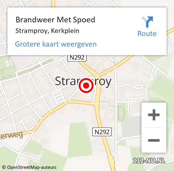 Locatie op kaart van de 112 melding: Brandweer Met Spoed Naar Stramproy, Kerkplein op 28 december 2022 16:21