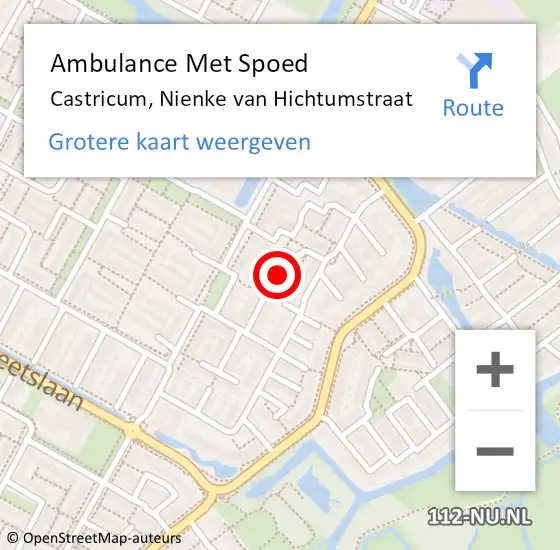 Locatie op kaart van de 112 melding: Ambulance Met Spoed Naar Castricum, Nienke van Hichtumstraat op 28 december 2022 16:42