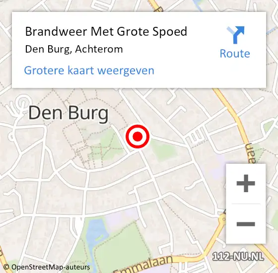 Locatie op kaart van de 112 melding: Brandweer Met Grote Spoed Naar Den Burg, Achterom op 28 december 2022 16:49