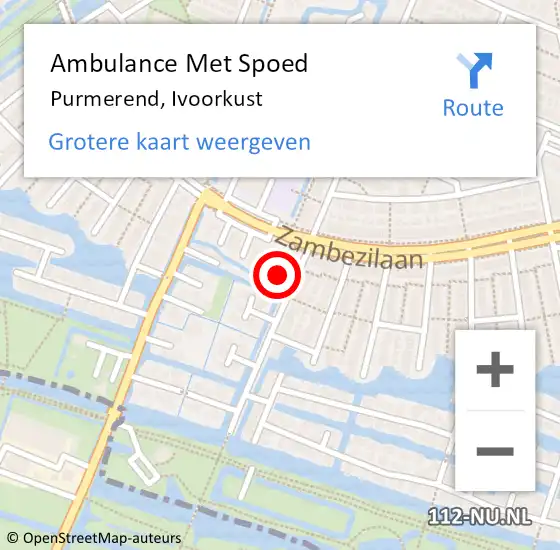 Locatie op kaart van de 112 melding: Ambulance Met Spoed Naar Purmerend, Ivoorkust op 28 december 2022 17:09