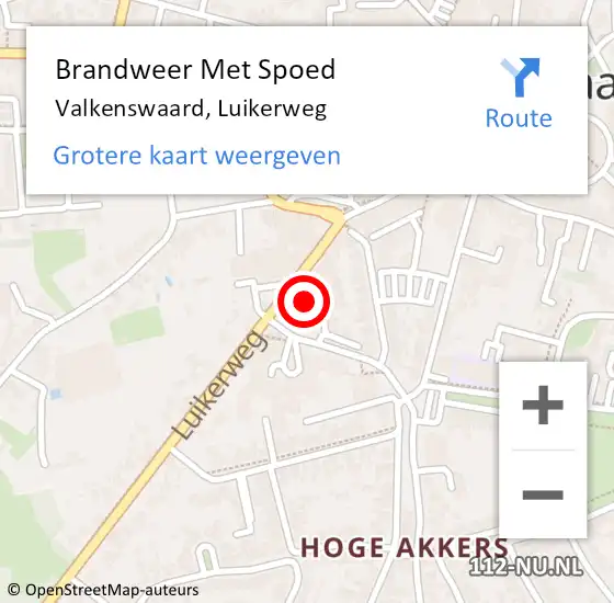 Locatie op kaart van de 112 melding: Brandweer Met Spoed Naar Valkenswaard, Luikerweg op 28 december 2022 17:22