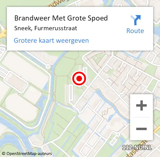 Locatie op kaart van de 112 melding: Brandweer Met Grote Spoed Naar Sneek, Furmerusstraat op 28 december 2022 17:38