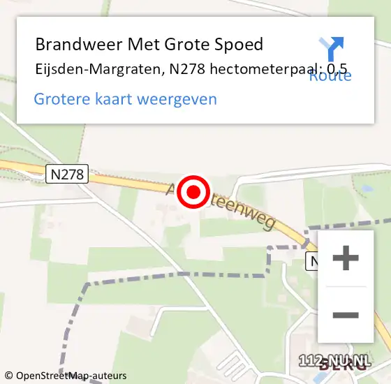 Locatie op kaart van de 112 melding: Brandweer Met Grote Spoed Naar Eijsden-Margraten, N278 hectometerpaal: 0,5 op 28 december 2022 17:42