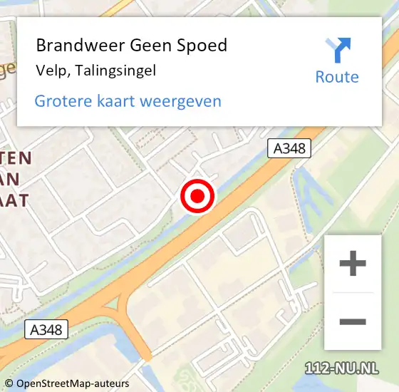 Locatie op kaart van de 112 melding: Brandweer Geen Spoed Naar Velp, Talingsingel op 28 december 2022 17:52