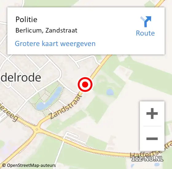 Locatie op kaart van de 112 melding: Politie Berlicum, Zandstraat op 28 december 2022 17:55